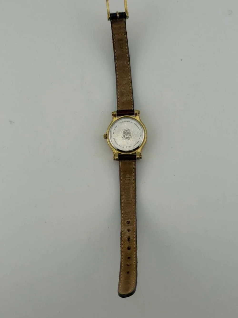 Citizen Eco-Drive Gold-Tone Black Dial 25mm Brown Leather E011-S030641